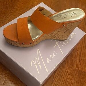 Marc Fisher Bold Orange Wedge Sandals